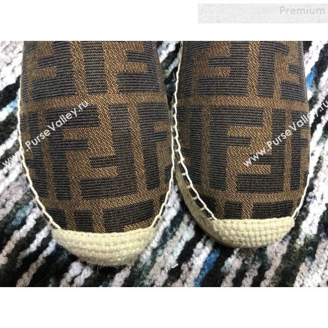 Fendi FF Canvas Flat Espadrilles Coffee 2019 (HANB-9082742)