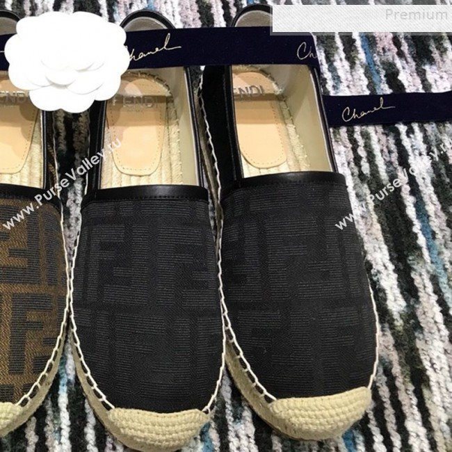 Fendi FF Canvas Flat Espadrilles Black 2019 (HANB-9082743)