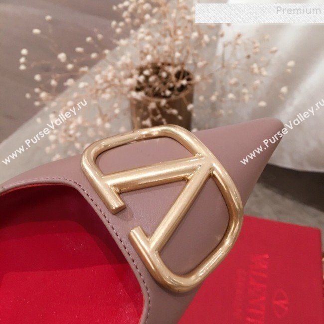 Valentino VLogo Leather Slingback Low-Heel Pump Nude 2019 (KL-9082772)