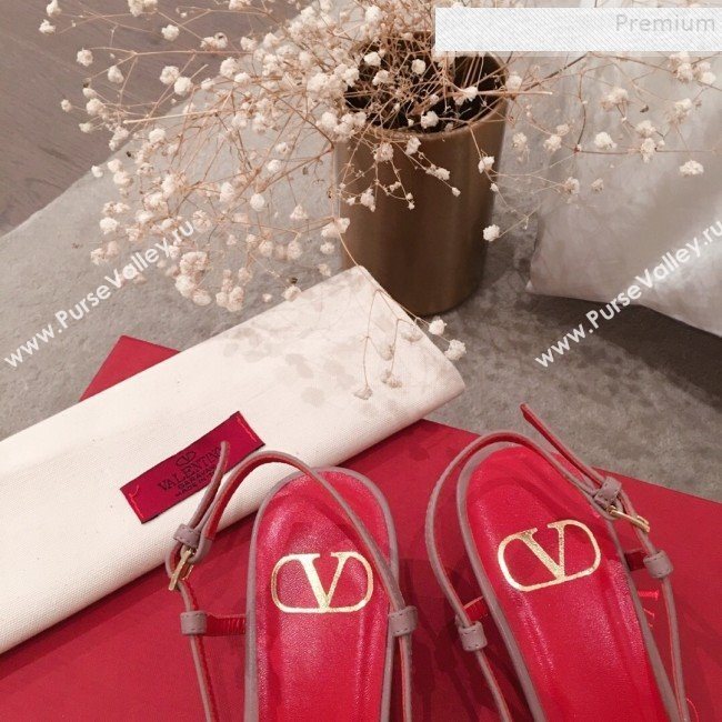 Valentino VLogo Leather Slingback Low-Heel Pump Nude 2019 (KL-9082772)