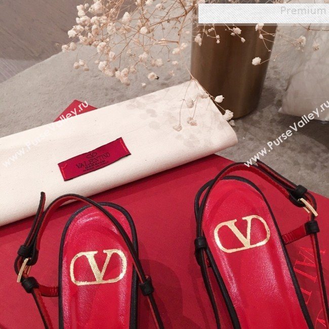 Valentino VLogo Leather Slingback Low-Heel Pump Black 2019 (KL-9082773)