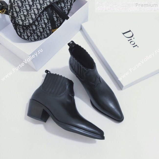 Dior L.A. Star Calfskin Low-Heel Ankle Short Boot Black Leather 2019 (ANDI-9082801)