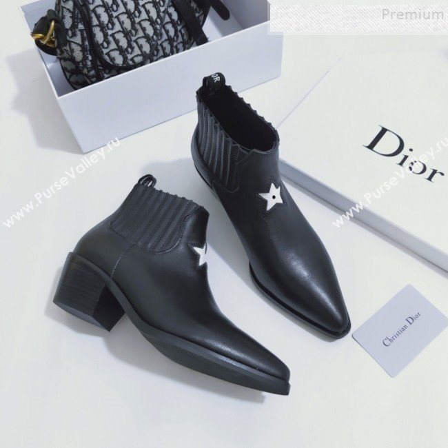 Dior L.A. Star Calfskin Low-Heel Ankle Short Boot Black/White 2019 (ANDI-9082802)