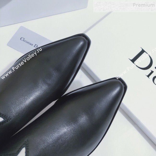 Dior L.A. Star Calfskin Low-Heel Ankle Short Boot Black/White 2019 (ANDI-9082802)