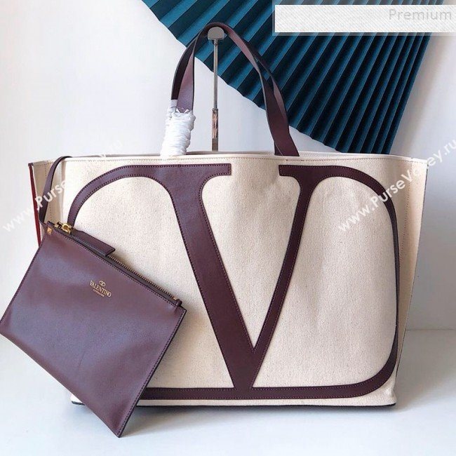 Valentino Large VLogo Canvas Tote Beach Bag White 2019 (JJ3-9082667)