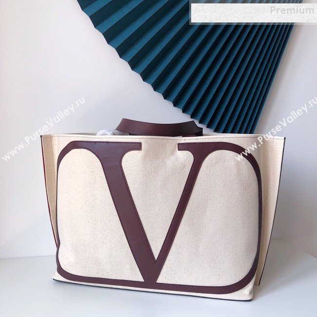 Valentino Large VLogo Canvas Tote Beach Bag White 2019 (JJ3-9082667)