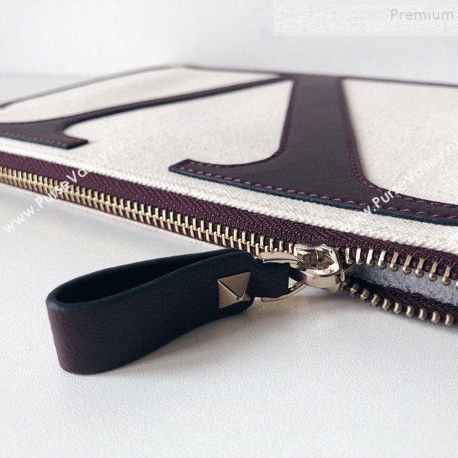 Valentino Large VLogo Canvas Pouch Bag White 2019 (JJ3-9082668)