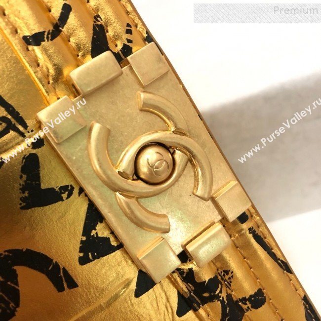 Chanel Crocodile Embossed Graffiti Leather Medium Boy Flap Bag A67086 Gold 2019 (YD-9082945)