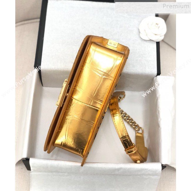 Chanel Crocodile Embossed Graffiti Leather Medium Boy Flap Bag A67086 Gold 2019 (YD-9082945)