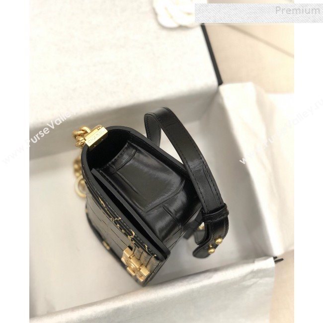 Chanel Crocodile Embossed Graffiti Leather Small Boy Flap Bag A67085 Black 2019 (YD-9082942)