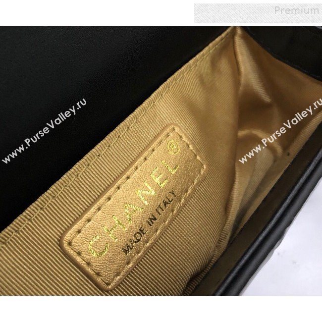 Chanel Crocodile Embossed Graffiti Leather Small Boy Flap Bag A67085 Black 2019 (YD-9082942)