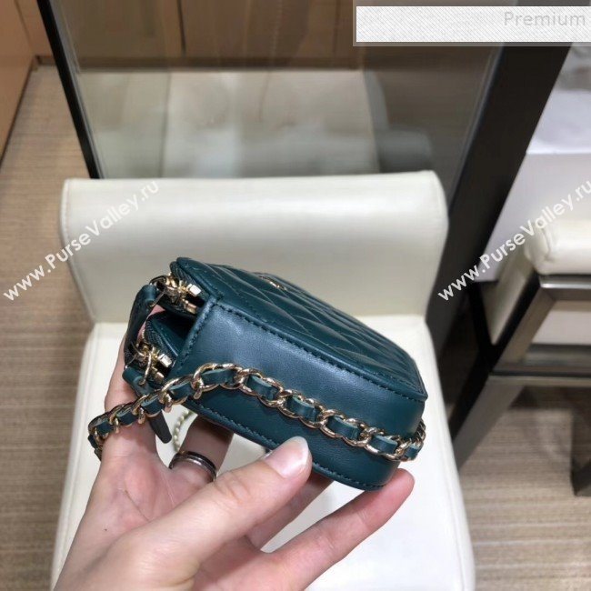 Chanel Quilted Lambskin Double Clutch with Chain AP0738 Blue 2019 (SMJD-9082955)