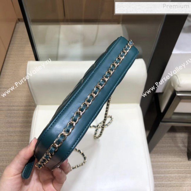 Chanel Quilted Lambskin Double Clutch with Chain AP0738 Blue 2019 (SMJD-9082955)