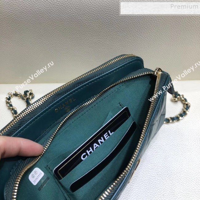 Chanel Quilted Lambskin Double Clutch with Chain AP0738 Blue 2019 (SMJD-9082955)