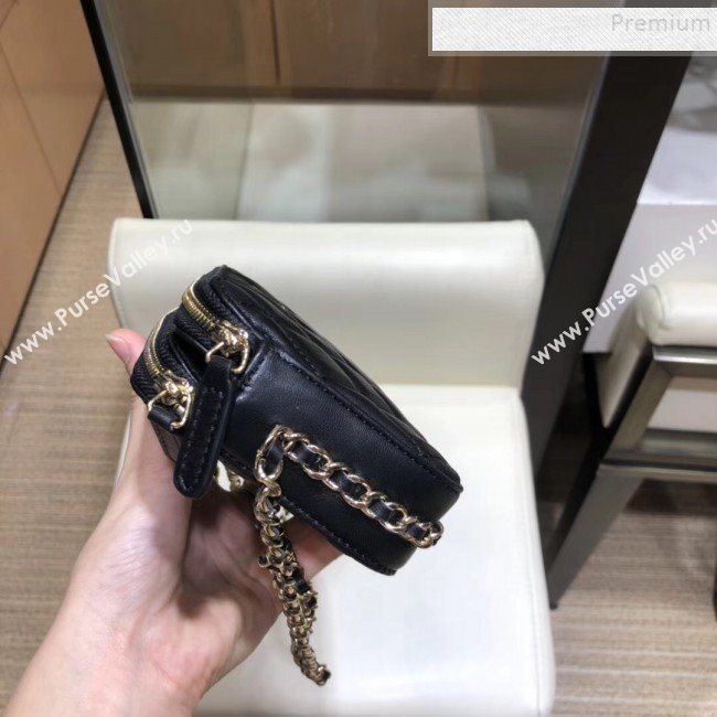 Chanel Quilted Lambskin Double Clutch with Chain AP0738 Black 2019 (SMJD-9082954)