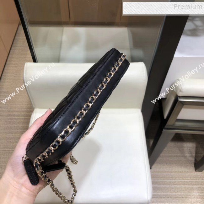 Chanel Quilted Lambskin Double Clutch with Chain AP0738 Black 2019 (SMJD-9082954)