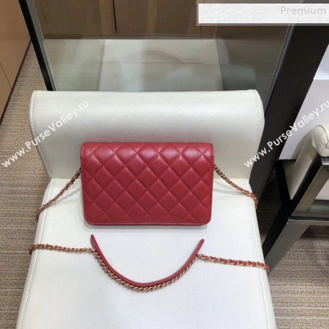Chanel Quilted Lambskin Wallet on Chain WOC AP0724 Red 2019 (SMJD-9082956)