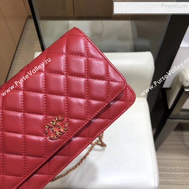 Chanel Quilted Lambskin Wallet on Chain WOC AP0724 Red 2019 (SMJD-9082956)