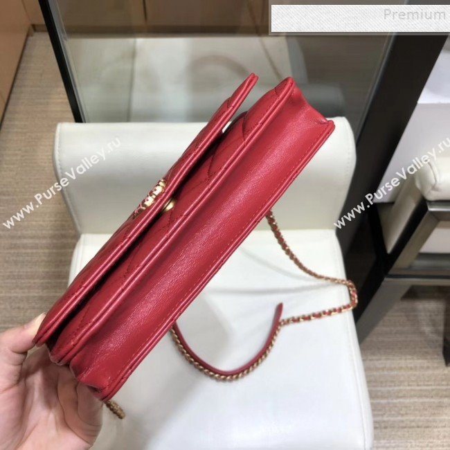 Chanel Quilted Lambskin Wallet on Chain WOC AP0724 Red 2019 (SMJD-9082956)