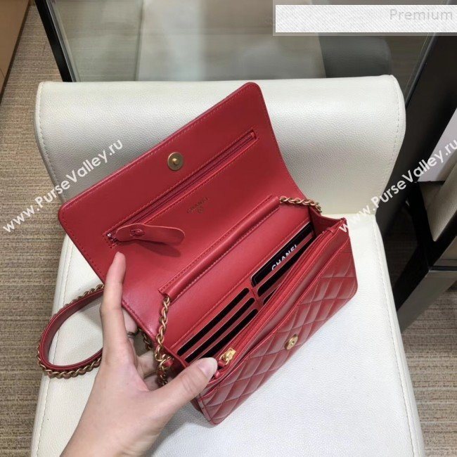 Chanel Quilted Lambskin Wallet on Chain WOC AP0724 Red 2019 (SMJD-9082956)