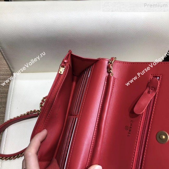 Chanel Quilted Lambskin Wallet on Chain WOC AP0724 Red 2019 (SMJD-9082956)