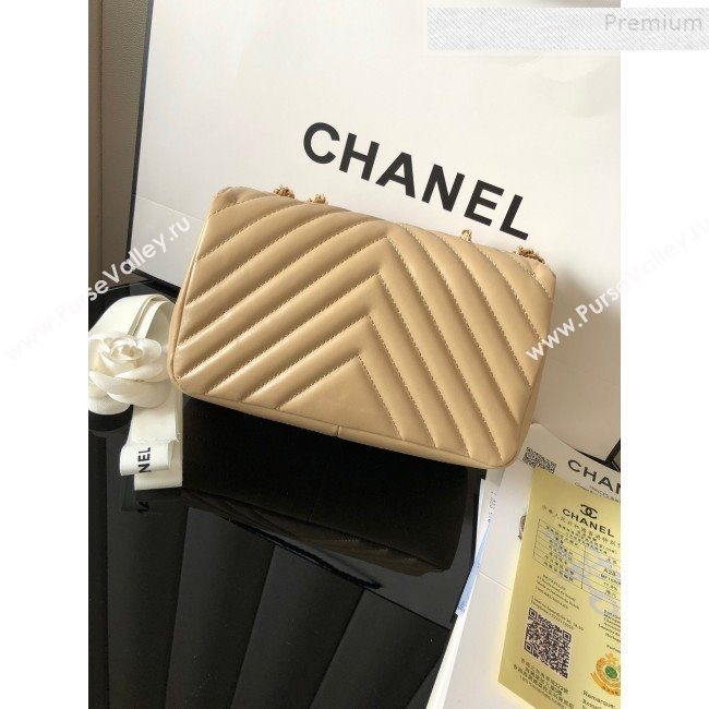 Chanel Chevron Smooth Calfskin Small Flap Bag A91586 Beige 2019 (FM-9082958)