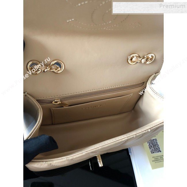 Chanel Chevron Smooth Calfskin Small Flap Bag A91586 Beige 2019 (FM-9082958)