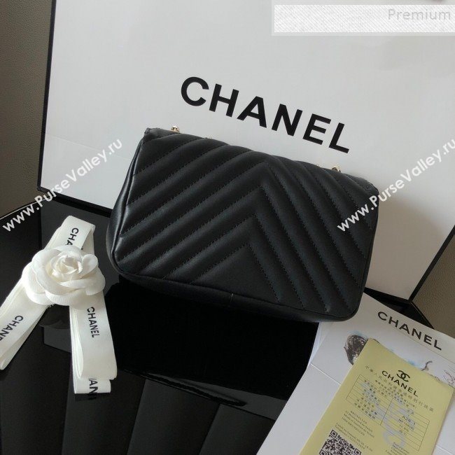 Chanel Chevron Smooth Calfskin Small Flap Bag A91586 Black 2019 (FM-9082959)