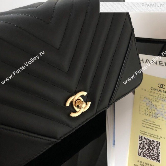 Chanel Chevron Smooth Calfskin Small Flap Bag A91586 Black 2019 (FM-9082959)