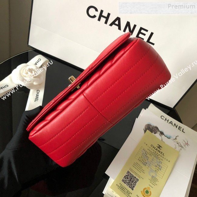 Chanel Chevron Smooth Calfskin Small Flap Bag A91586 Red 2019 (FM-9082960)