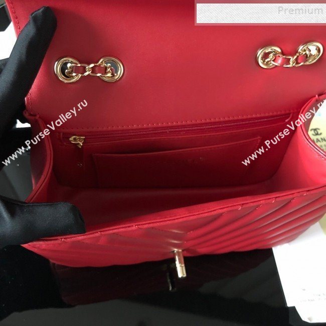 Chanel Chevron Smooth Calfskin Small Flap Bag A91586 Red 2019 (FM-9082960)