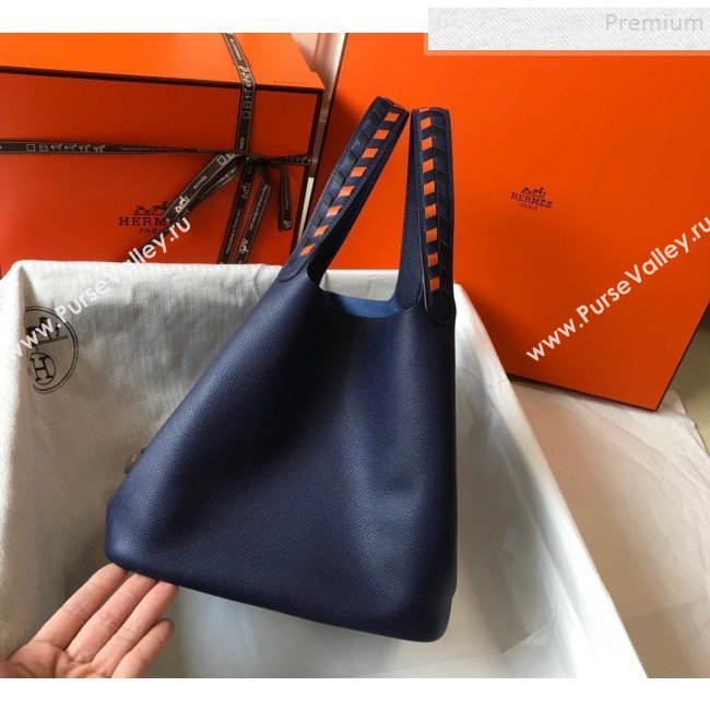 Hermes Picotin Lock Bag with Woven Top Handle in Epsom Leather 22cm Blue 2019 (FLB-9083036)