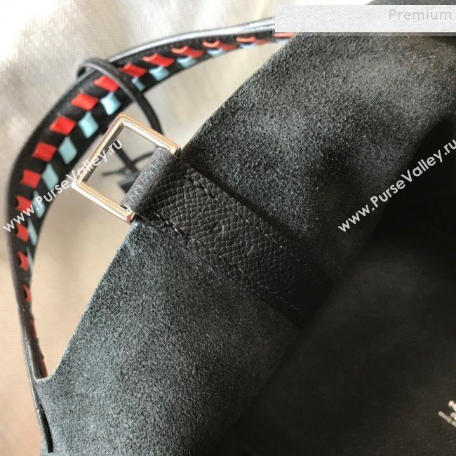 Hermes Picotin Lock Bag with Woven Top Handle in Epsom Leather 22cm Black 2019 (FLB-9083042)