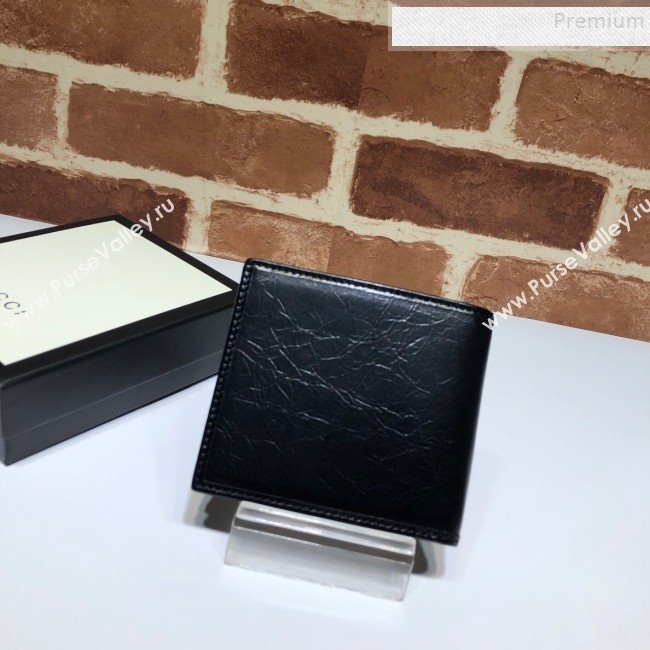 Gucci Vintage Leather Bi-Fold Wallet with Interlocking G 575985 Black 2019 (DLH-9083054)