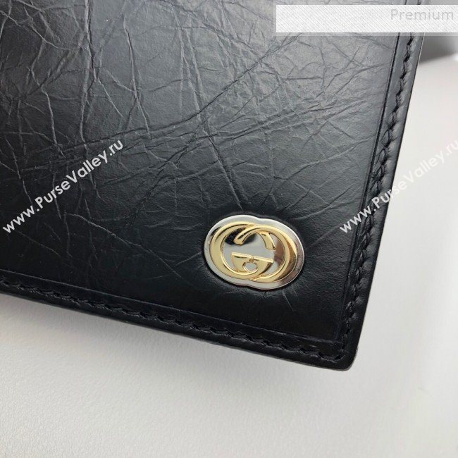 Gucci Vintage Leather Bi-Fold Wallet with Interlocking G 575985 Black 2019 (DLH-9083054)