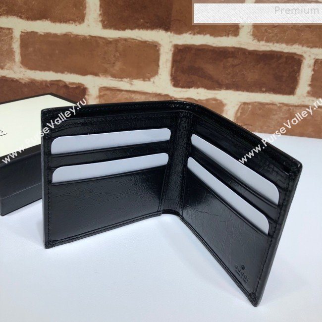Gucci Vintage Leather Bi-Fold Wallet with Interlocking G 575985 Black 2019 (DLH-9083054)