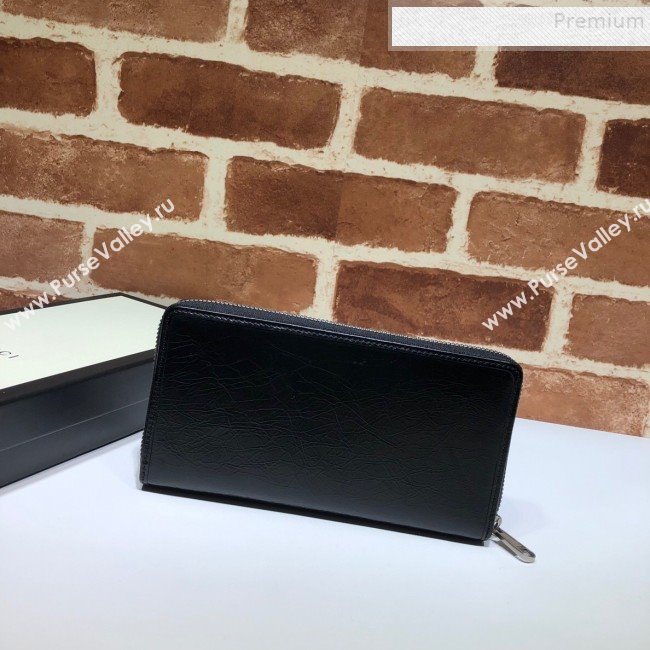 Gucci Vintage Leather Long Zip Around Wallet with Interlocking G ‎575988 Black 2019 (DLH-9083055)