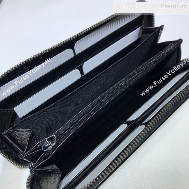 Gucci Vintage Leather Long Zip Around Wallet with Interlocking G ‎575988 Black 2019 (DLH-9083055)