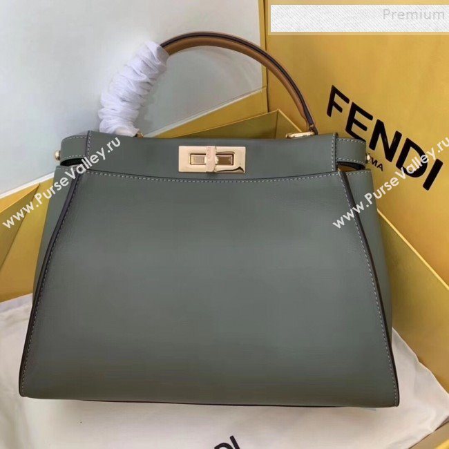 Fendi Peekaboo Iconic Calfskin Medium Bag Green 2019 (AFEI-9083102)
