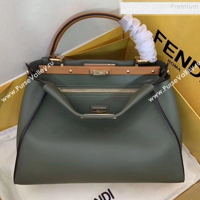Fendi Peekaboo Iconic Calfskin Medium Bag Green 2019 (AFEI-9083102)
