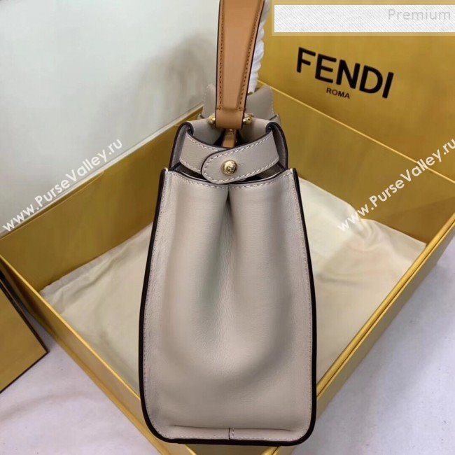 Fendi Peekaboo Iconic Calfskin Medium Bag Beige Grey 2019 (AFEI-9083103)