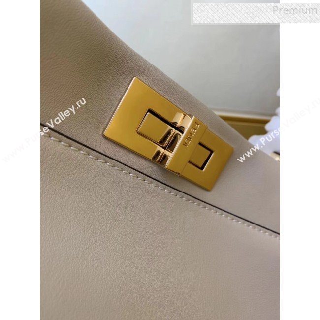 Fendi Peekaboo Iconic Calfskin Medium Bag Beige Grey 2019 (AFEI-9083103)