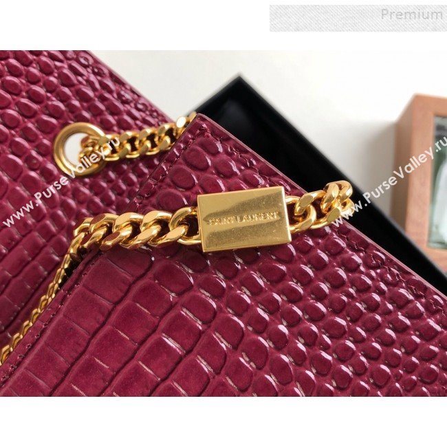 Saint Laurent Kate Small Chain and Tassel Bag in Crocodile Embossed Leather 474366 Purple/Gold 2019 (KTSD-9083111)