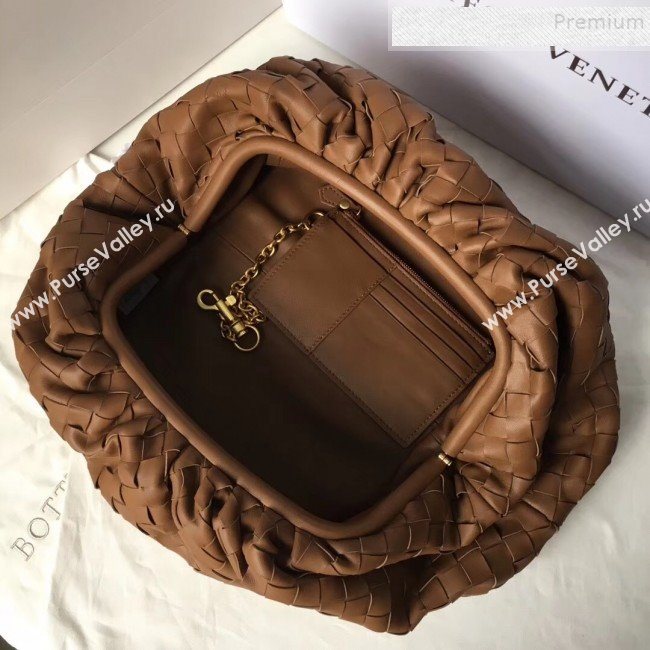 Bottega Veneta Large The Pouch Clutch in Maxi Woven Leather Brown 2019 (WT-9090207)
