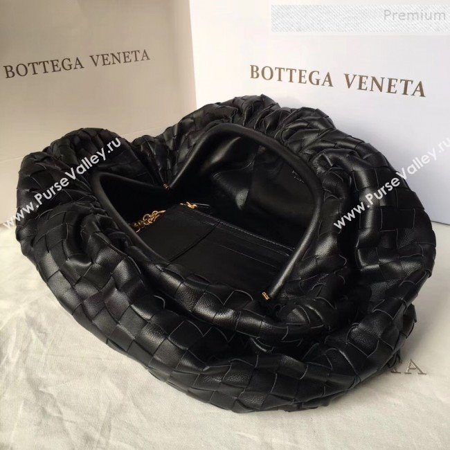 Bottega Veneta Large The Pouch Clutch in Maxi Woven Leather Black 2019 (WT-9090208)