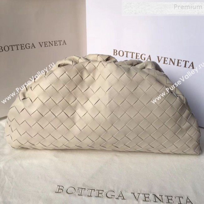 Bottega Veneta Large The Pouch Clutch in Maxi Woven Leather White 2019 (WT-9090209)