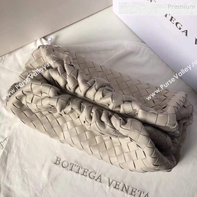 Bottega Veneta Large The Pouch Clutch in Maxi Woven Leather White 2019 (WT-9090209)