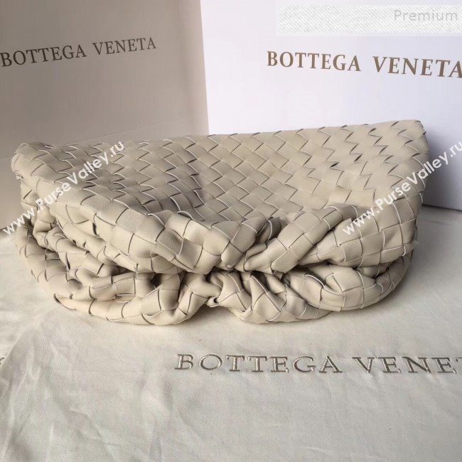 Bottega Veneta Large The Pouch Clutch in Maxi Woven Leather White 2019 (WT-9090209)