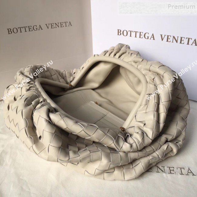Bottega Veneta Large The Pouch Clutch in Maxi Woven Leather White 2019 (WT-9090209)