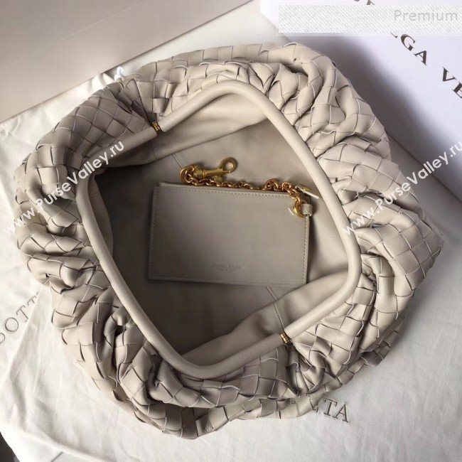 Bottega Veneta Large The Pouch Clutch in Maxi Woven Leather White 2019 (WT-9090209)